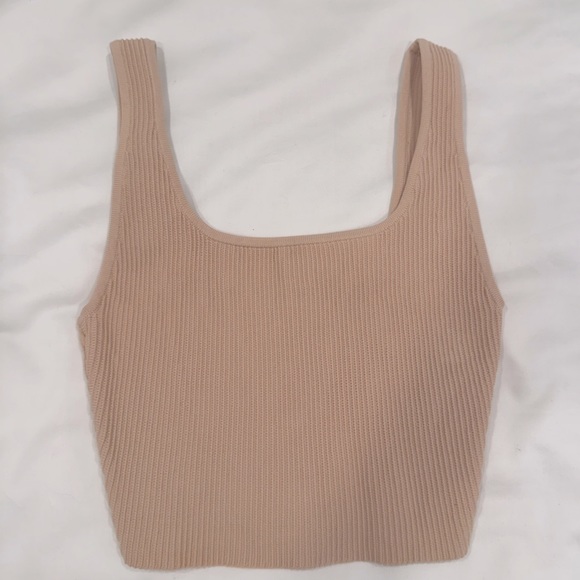 Babaton Sculpt Knit Square Neck Crop Top (Frosted Peach) - Picture 1 of 2